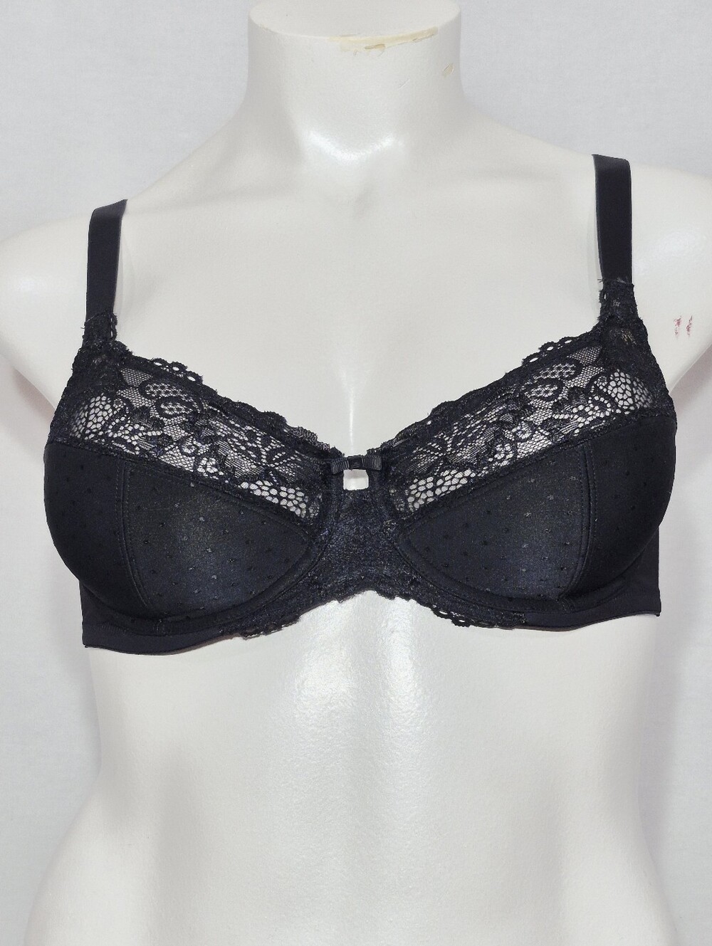 34C Avenue Body‎ Lace Trimmed Unlined Divided Cup Underwire Bra Black
